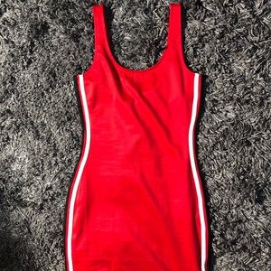 Red H&M Divided Pinstripe Dress